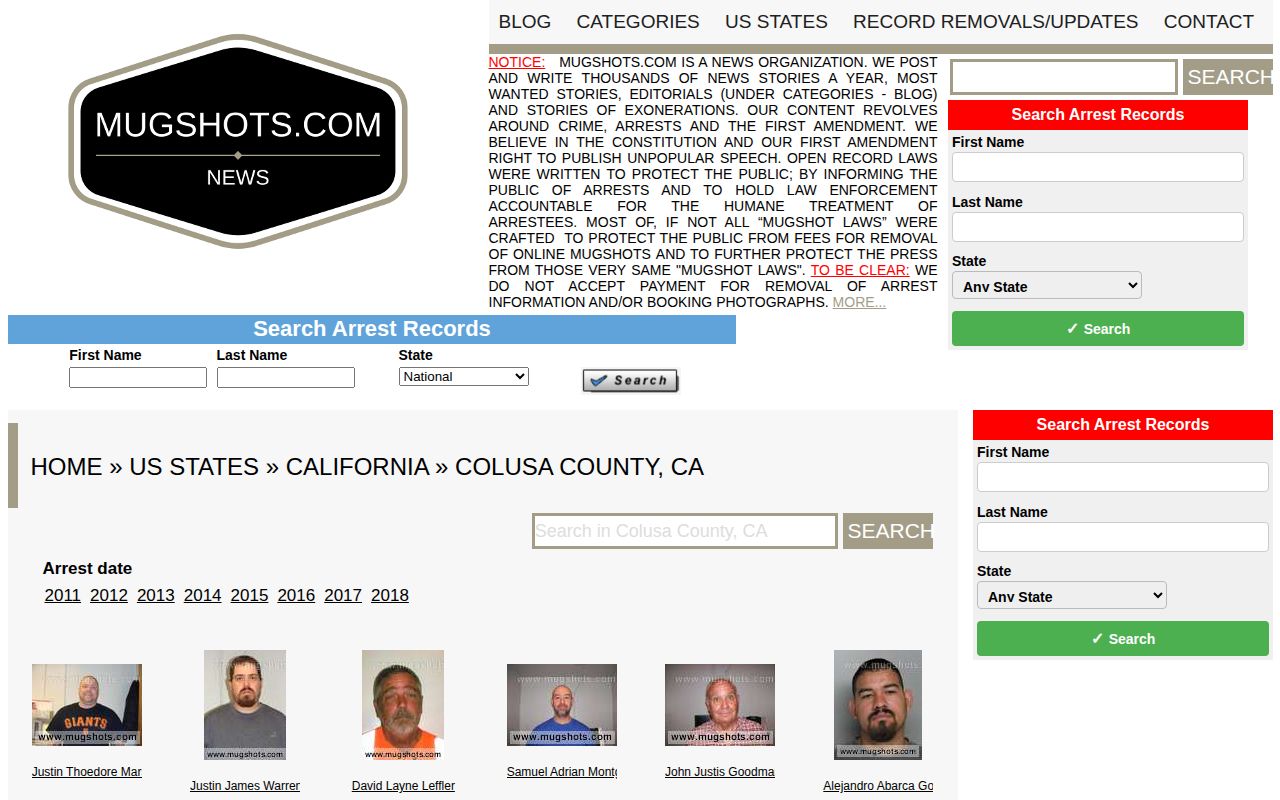 Historical unofficial Colusa County mugshot archive