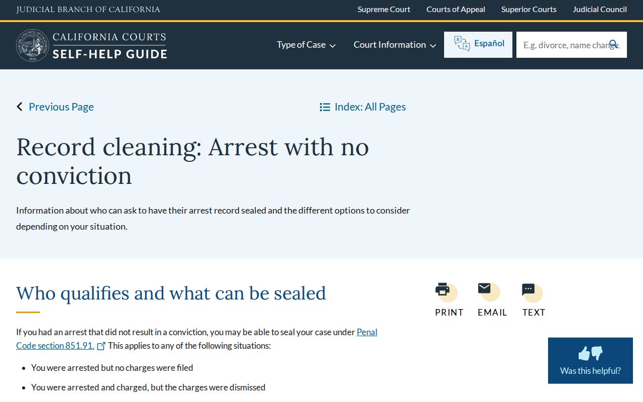 California court guidance for sealing Colusa County arrest records