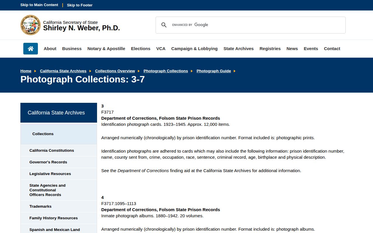 California State Archives historic corrections records relevant to Colusa County
